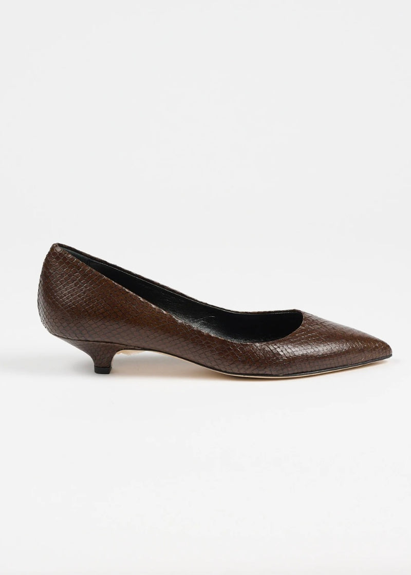 Jamie Haller The Kitty Point Heel in Coffee Snake
