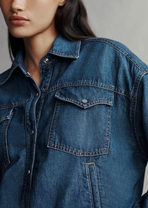 TWP Denim Bubble Jacket in Linen Cotton Denim