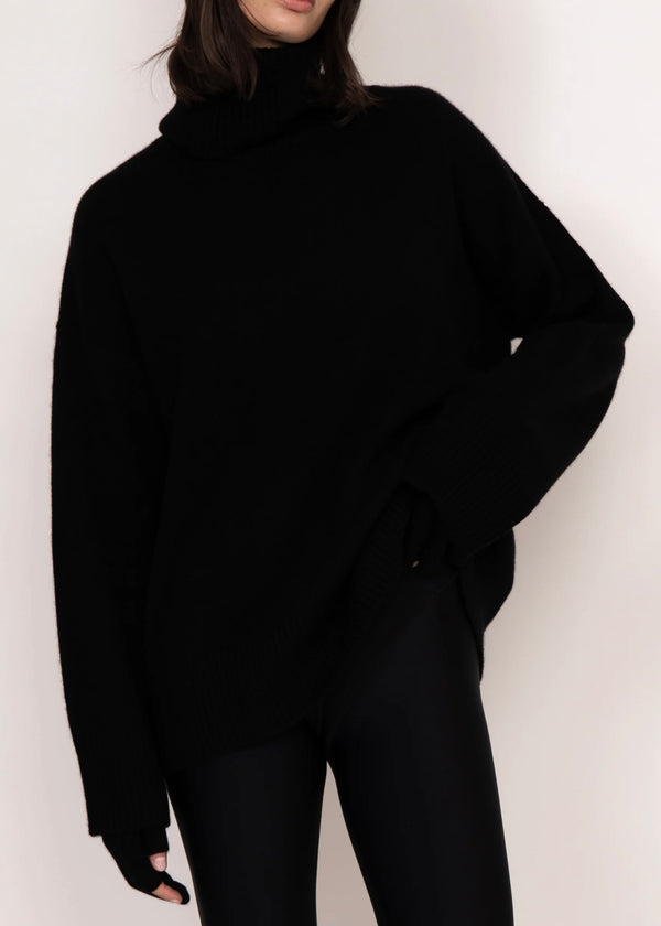 Kathryn McCarron Charlie Oversized Cashmere Turtleneck Black