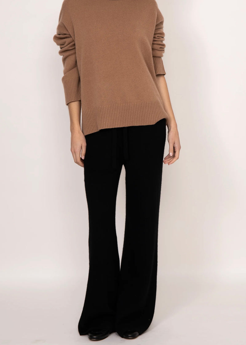 Kathryn McCarron Maya Ribbed Cashmere Wide Leg Pant Black