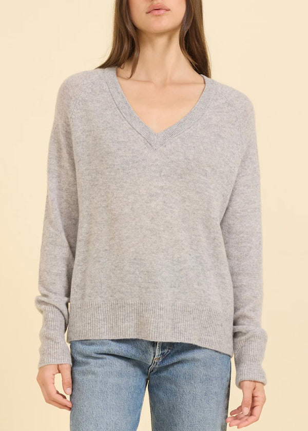 One Grey Day Sloane Cashmere V-neck Heather Grey