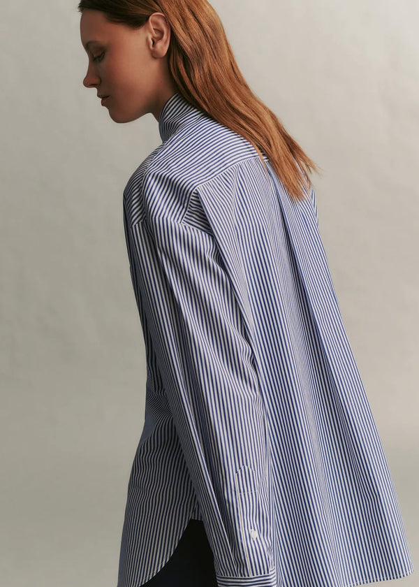 TWP Big Joe Shirt in Awning Lady Stripe White/Indigo