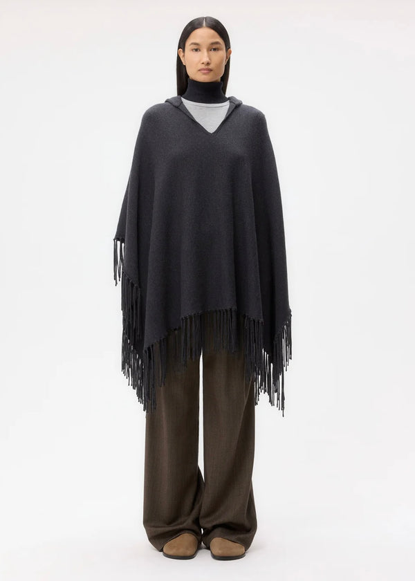 TWP Take Me Home Poncho in Merino Wool Charcoal Heather Grey