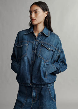 TWP Denim Bubble Jacket in Linen Cotton Denim