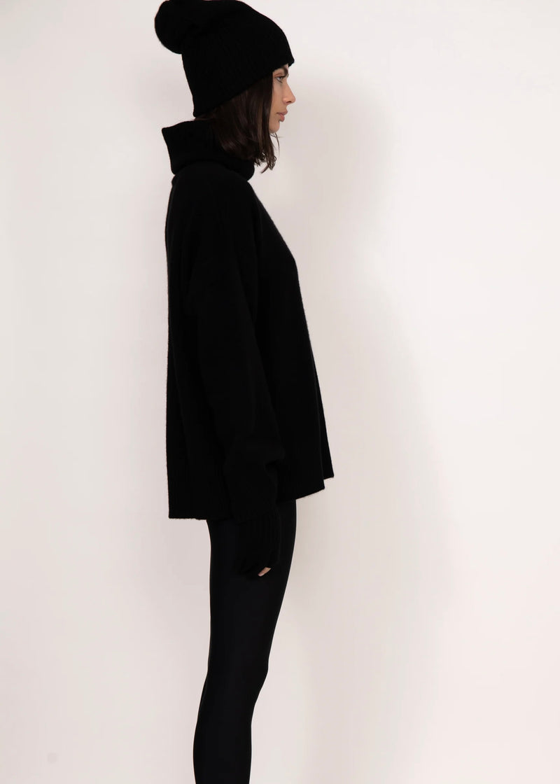 Kathryn McCarron Charlie Oversized Cashmere Turtleneck Black