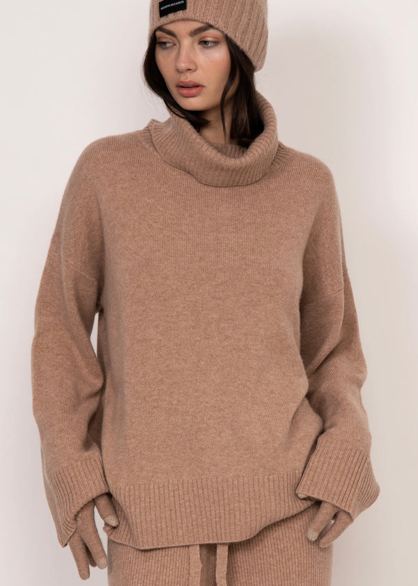 Kathryn McCarron Charlie Oversized Cashmere Turtleneck Almond