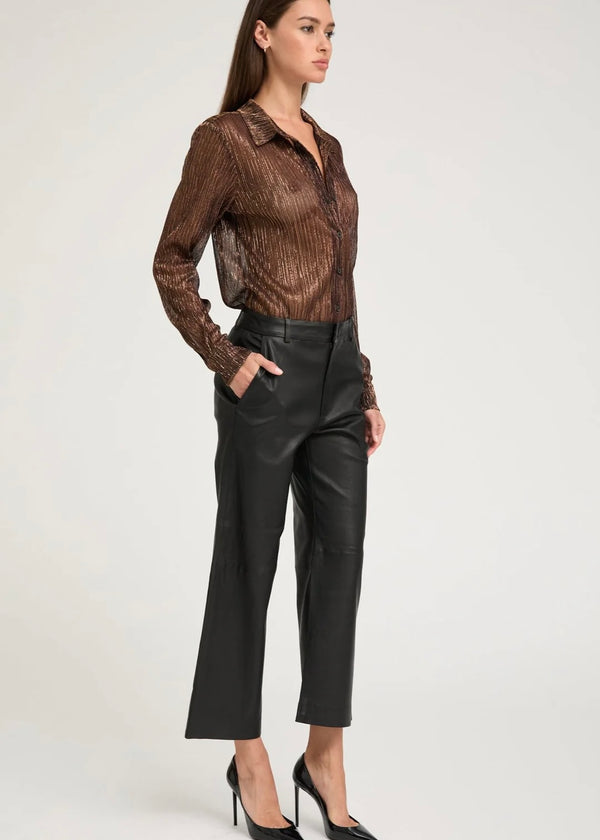 SPRWMN Leather Cropped Trouser Black