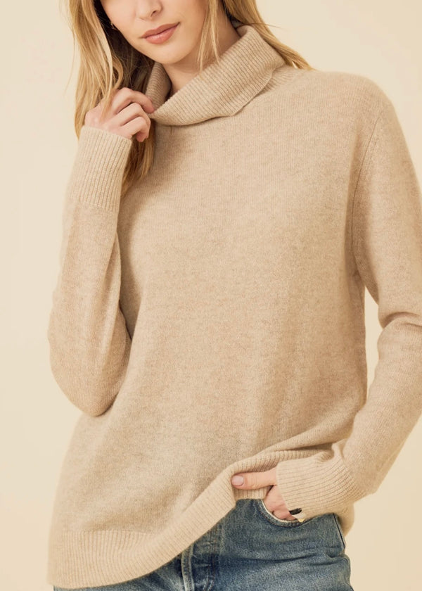 One Grey Day Sloane Cashmere Turtleneck Oatmeal