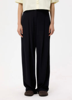 TWP Carries Trouser in Drapey Wool Crepe Midnight