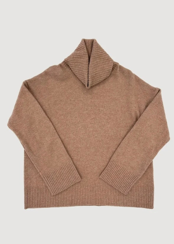 Kathryn McCarron Charlie Oversized Cashmere Turtleneck Almond