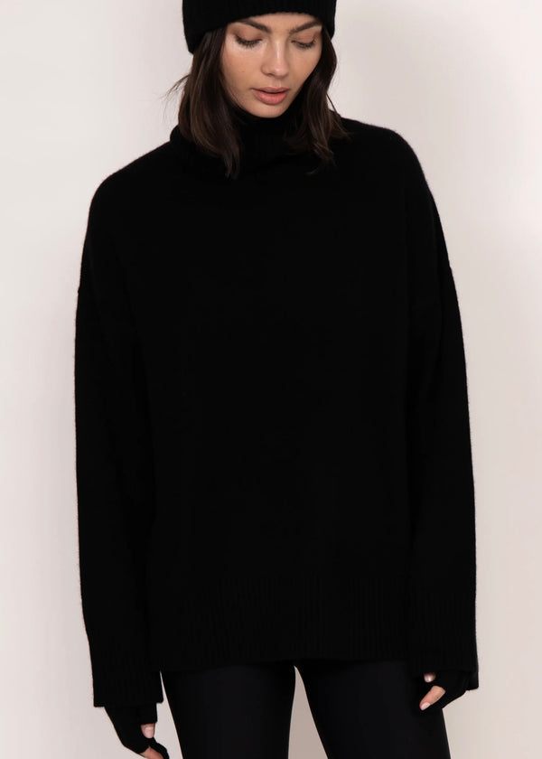 Kathryn McCarron Charlie Oversized Cashmere Turtleneck Black