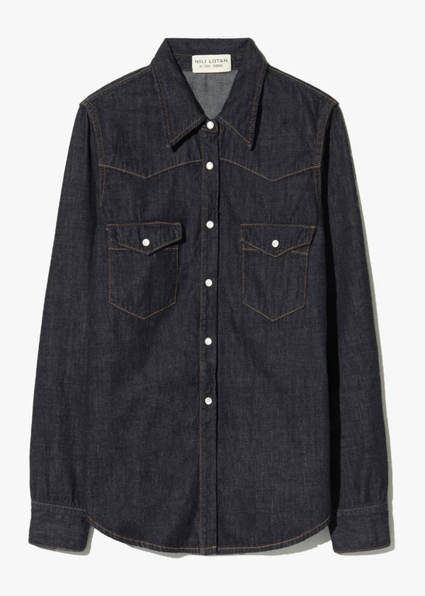 Nili Lotan Travis Shirt Indigo Rinse