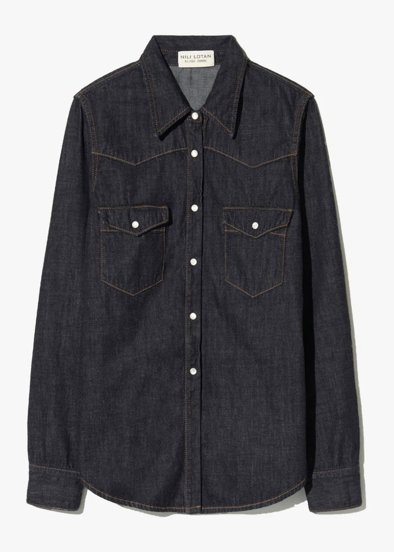 Nili Lotan Travis Shirt Indigo Rinse