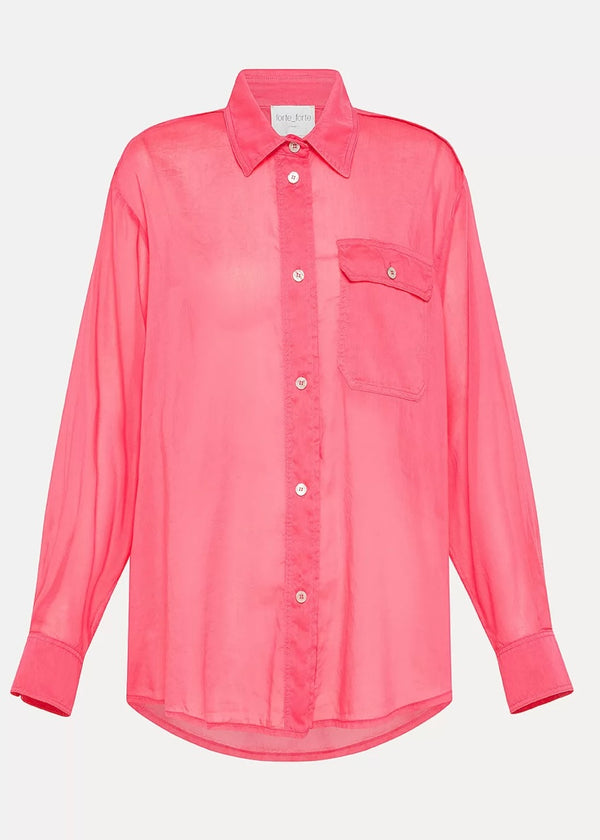 Forte Forte Oversized Shirt in Cotton and Silk Voile Watermelon