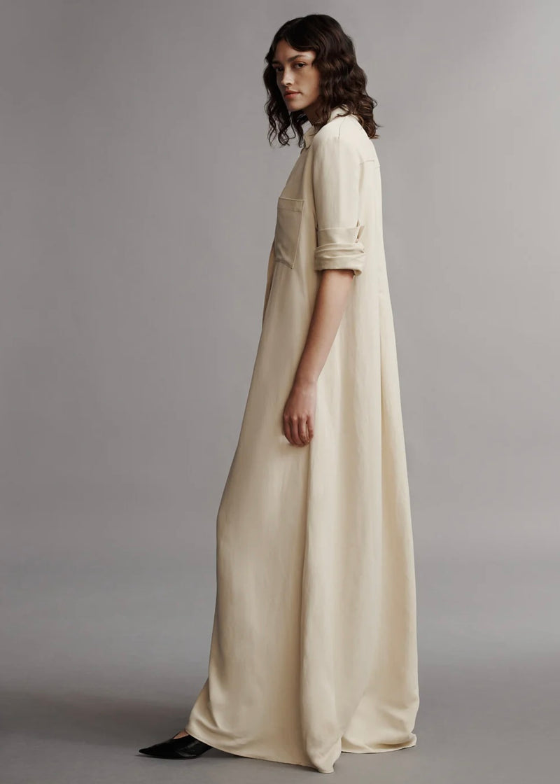 TWP Jenny’s Gown in Coated Viscose Linen French Butter