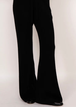 Kathryn McCarron Maya Ribbed Cashmere Wide Leg Pant Black