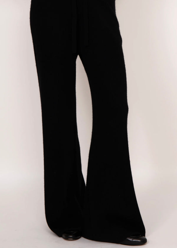 Kathryn McCarron Maya Ribbed Cashmere Wide Leg Pant Black