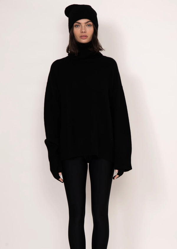 Kathryn McCarron Charlie Oversized Cashmere Turtleneck Black