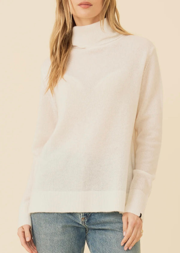 One Grey Day Sloane Cashmere Turtleneck Ivory