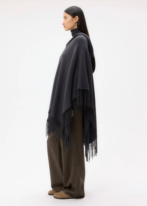 TWP Take Me Home Poncho in Merino Wool Charcoal Heather Grey
