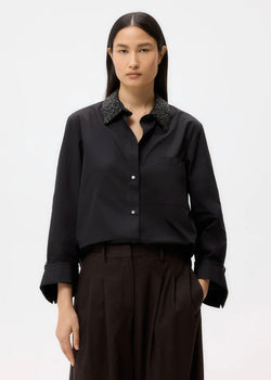 TWP Dude Shirt with Crystal Collar Black