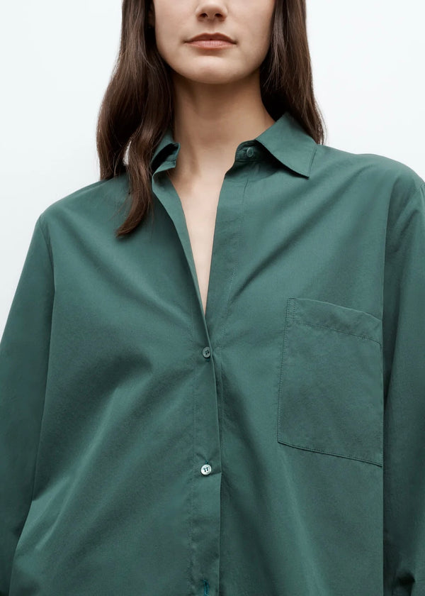 TWP Next Morning Shirt in Super Compact Poplin Pine Grove