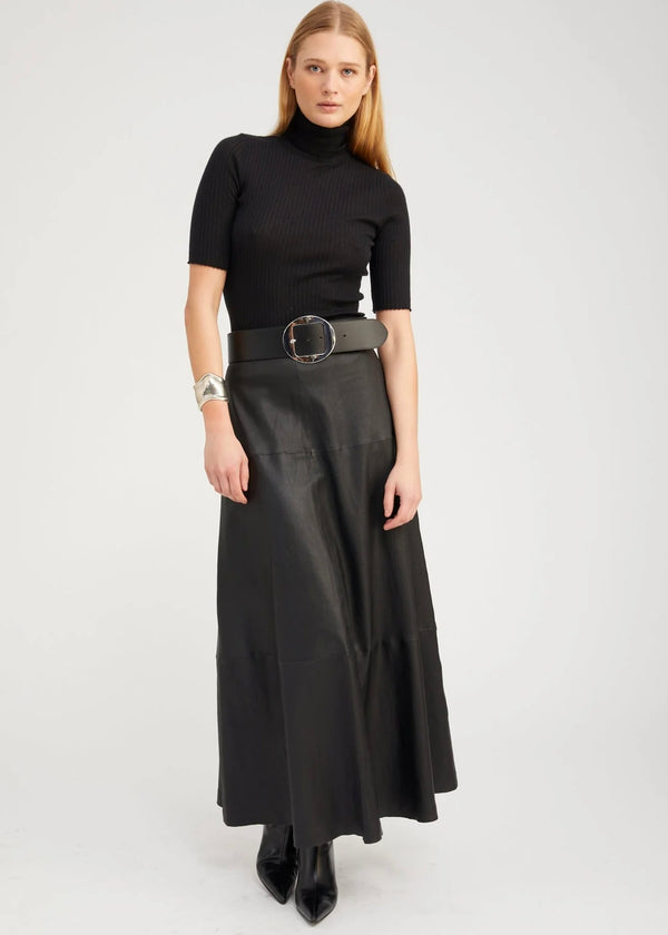 SPRWMN Short Sleeve Turtle Neck Top Black