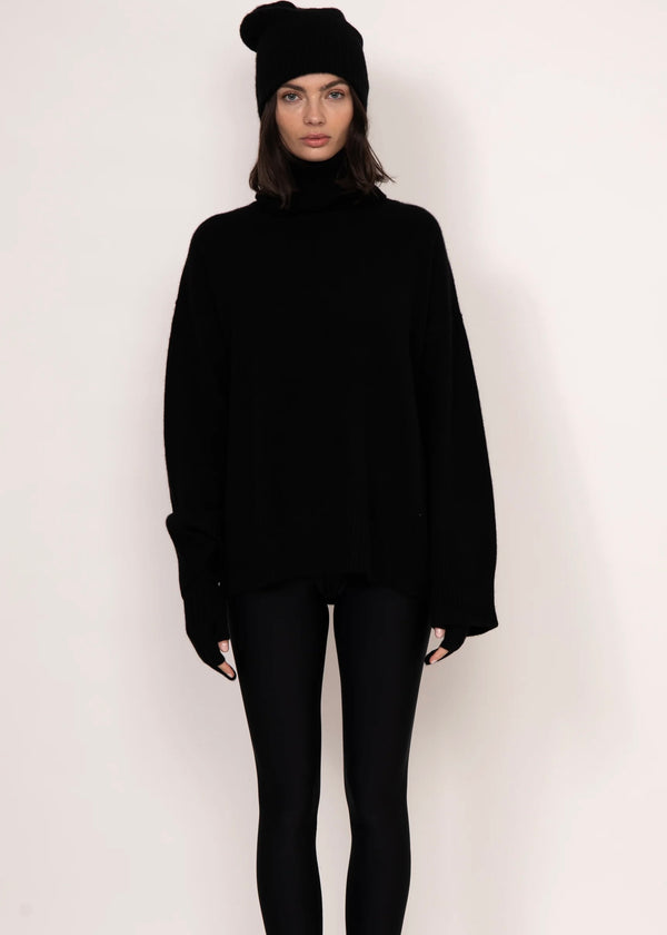Kathryn McCarron Charlie Oversized Cashmere Turtleneck Black