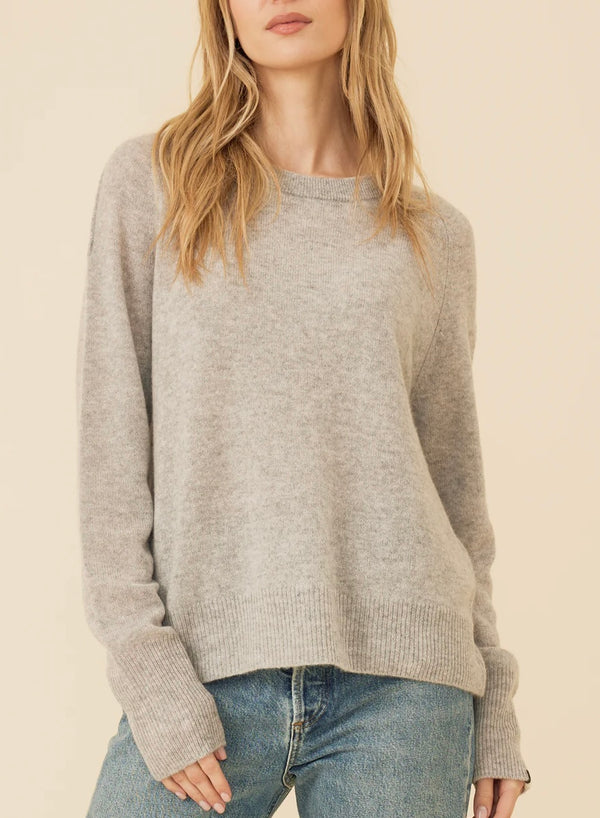 One Grey Day Sloane Cashmere Pullover Heather Grey