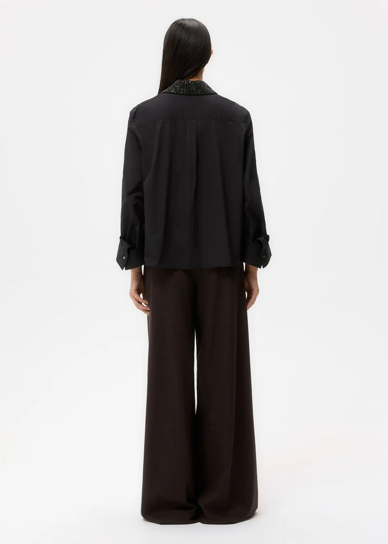 TWP Dude Shirt with Crystal Collar Black