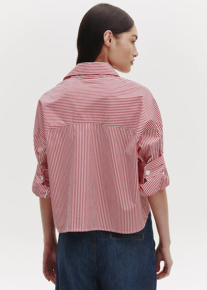 TWP Next Ex Shirt In Striped Cotton Red/White