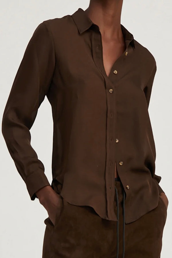 SPRWMN Silk Fitted Button Down Americano