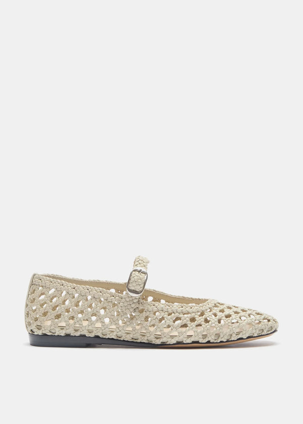 Le Monde Beryl Mary Jane Ecru Woven Leather