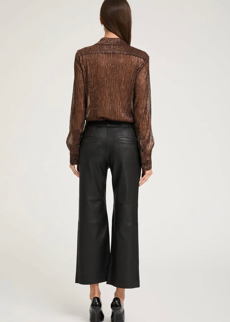 SPRWMN Leather Cropped Trouser Black