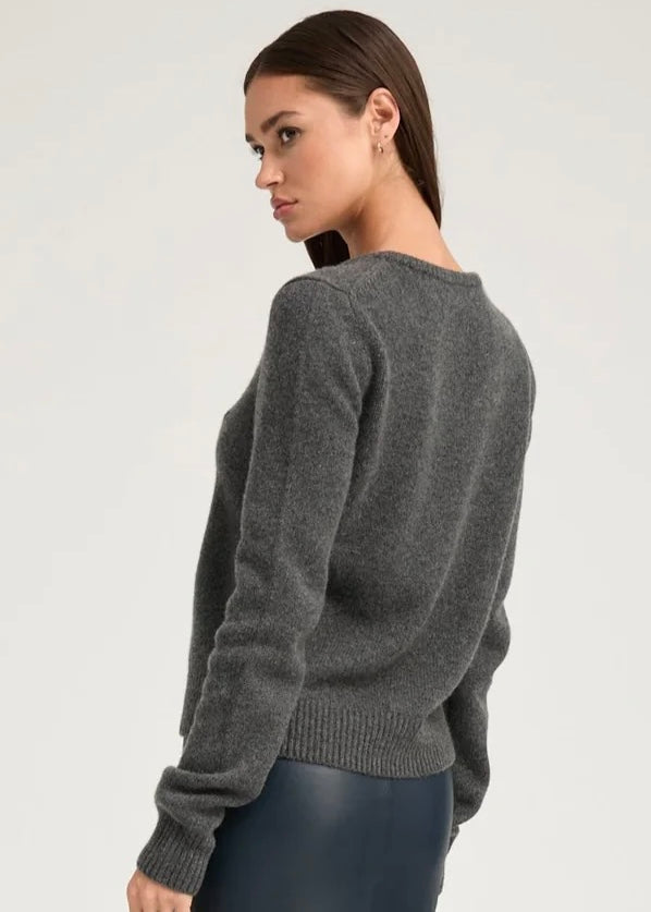 SPRWMN Cashmere Heavy Knit V-neck Sweater-Charcoal