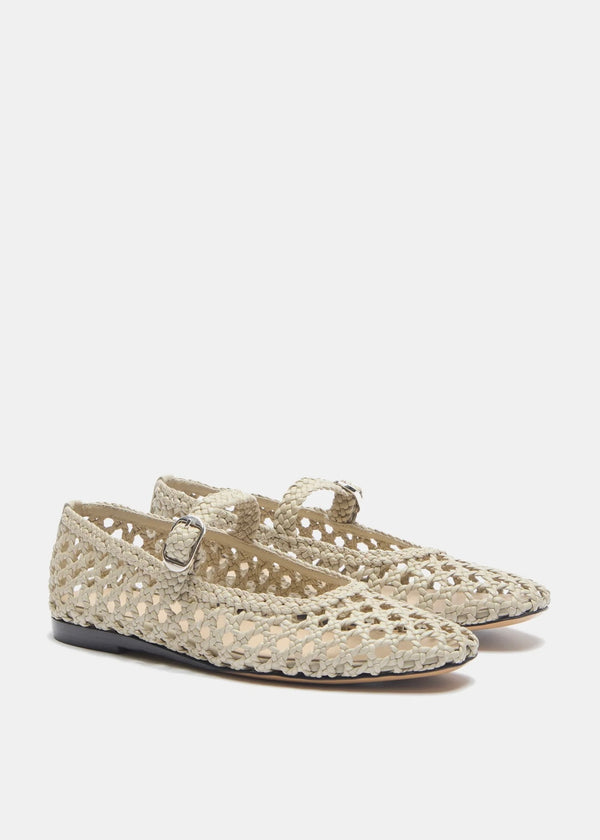 Le Monde Beryl Mary Jane Ecru Woven Leather