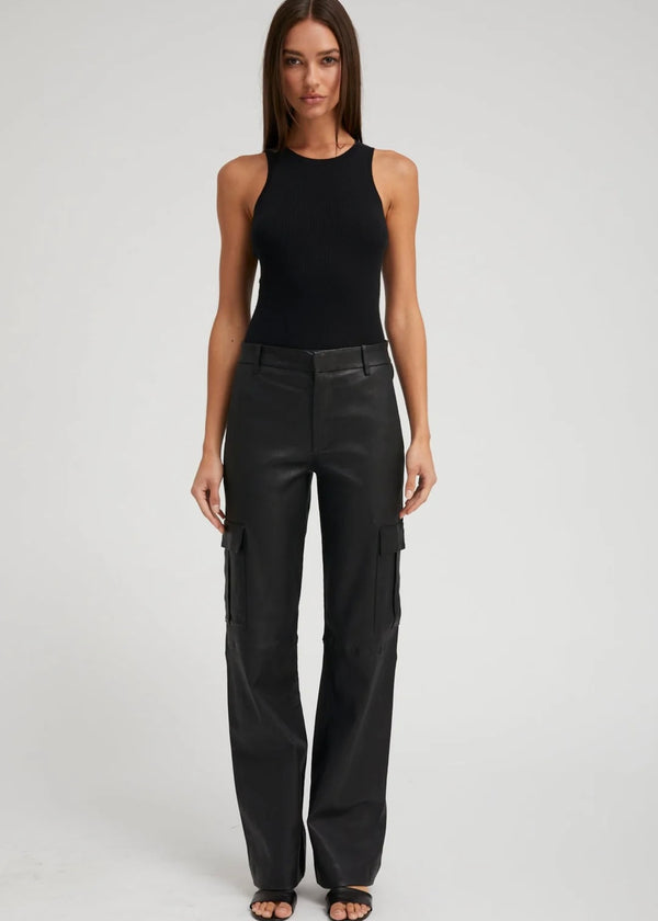 SPRWMN Leather Cargo Trouser Black