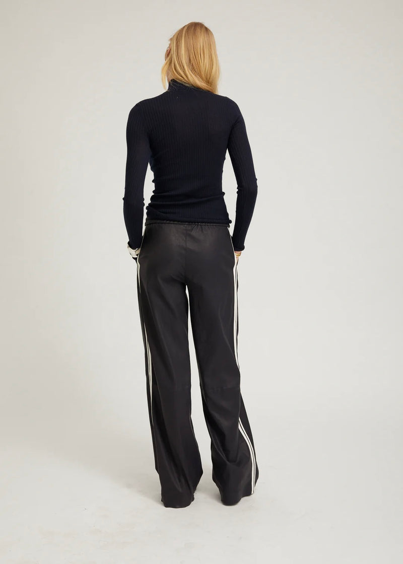 SPRWMN Leather Baggy Athletic Pant Navy