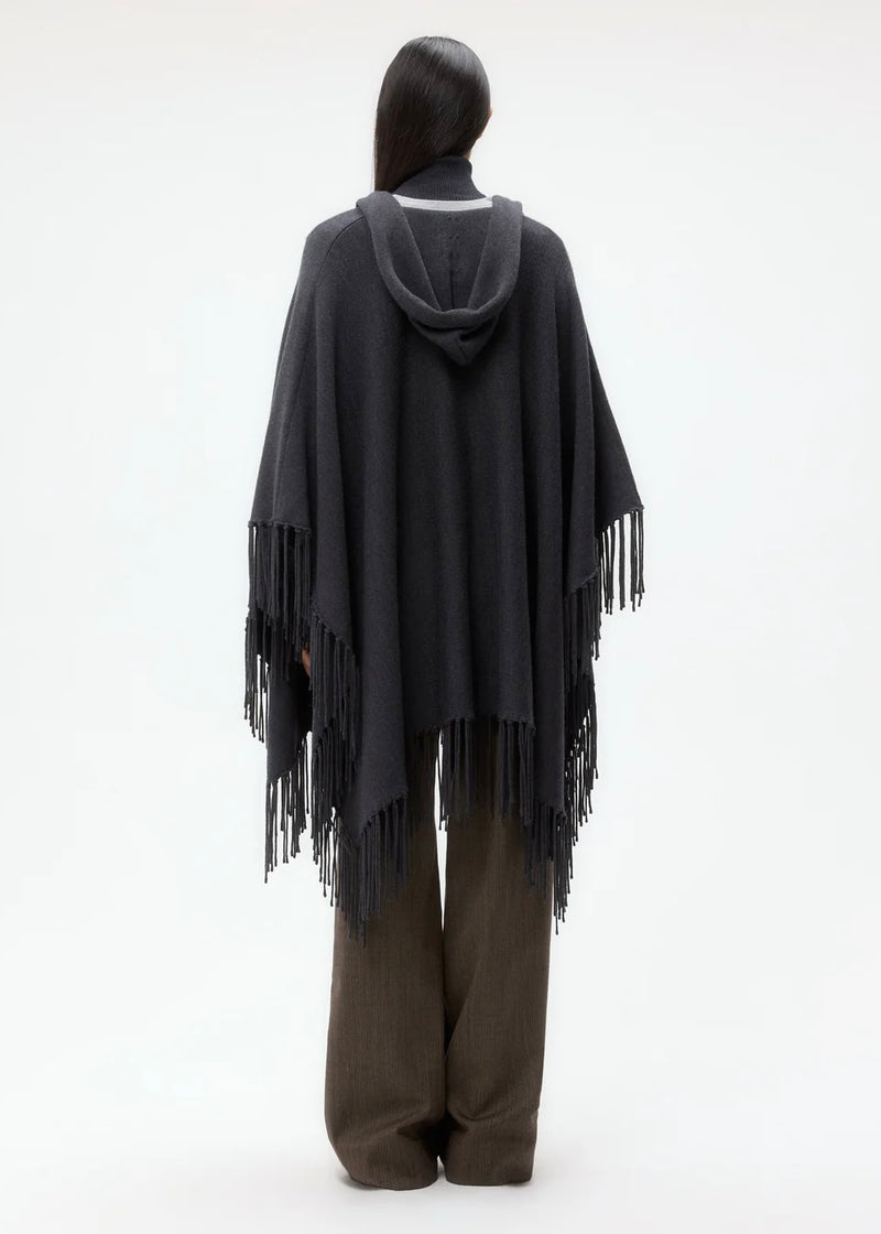 TWP Take Me Home Poncho in Merino Wool Charcoal Heather Grey