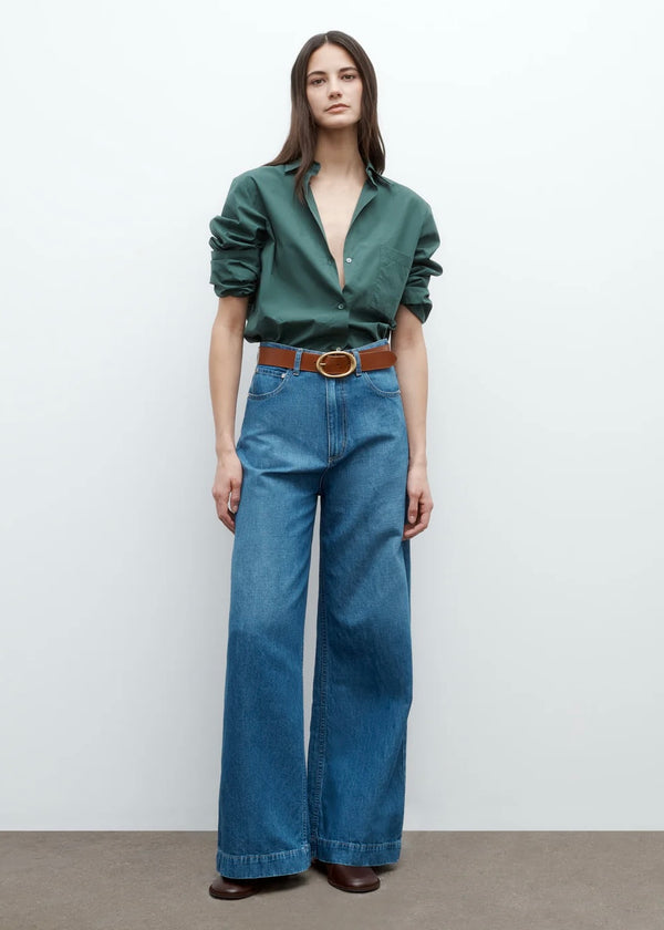 TWP Next Morning Shirt in Super Compact Poplin Pine Grove