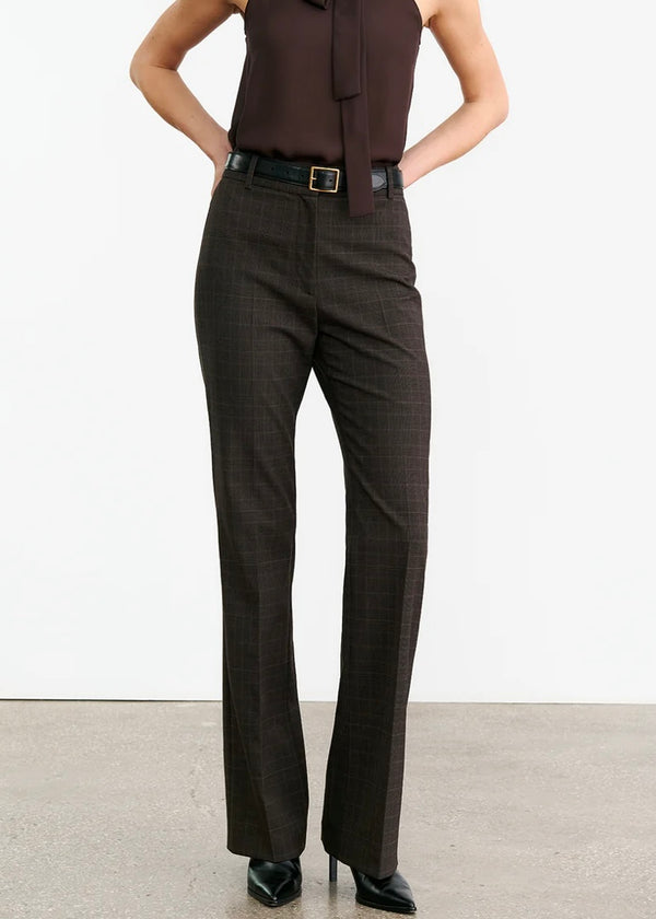 Nili Lotan Corette Wool Pant Cigar Plaid