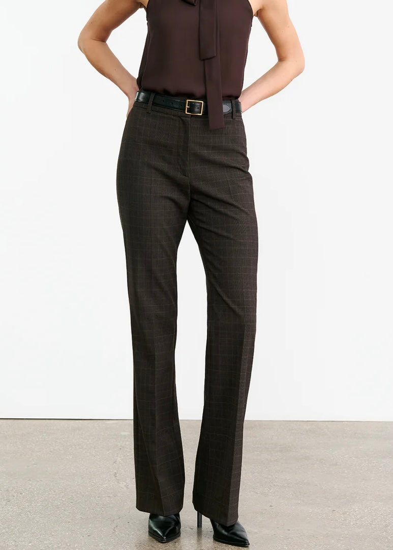 Nili Lotan Corette Wool Pant Cigar Plaid