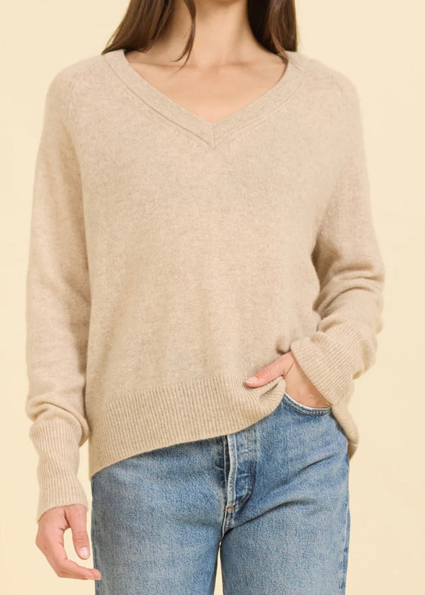 One Grey Day Sloane Cashmere V-neck Oatmeal