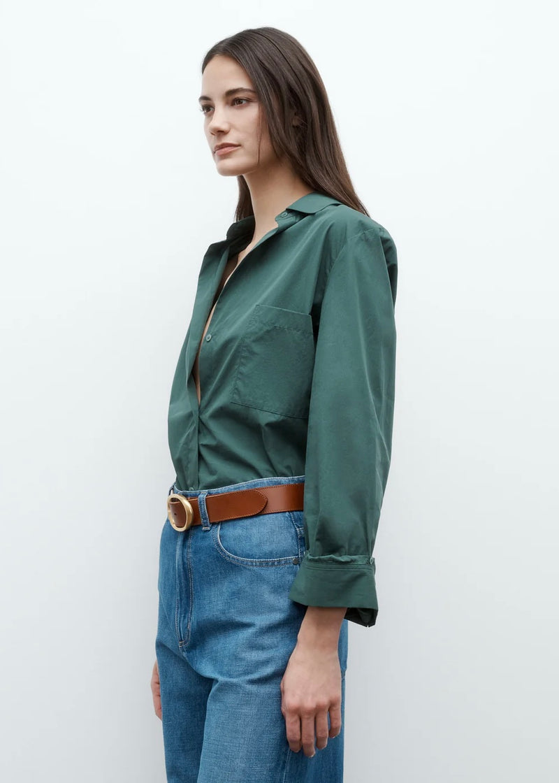 TWP Next Morning Shirt in Super Compact Poplin Pine Grove