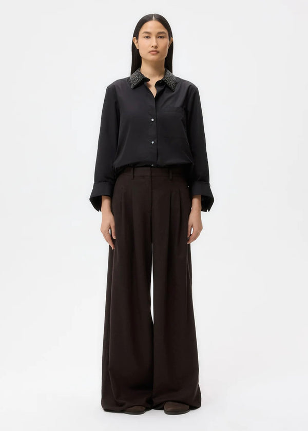 TWP Dude Shirt with Crystal Collar Black