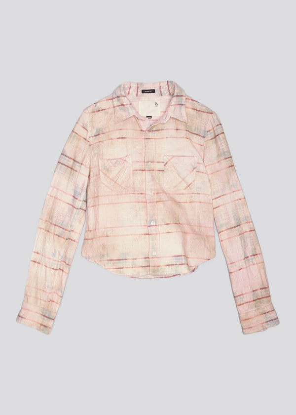 R13 Shrunken Work Shirt Pink Overdyed Plaid