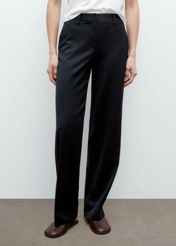 TWP Elizabeth Street Pant in Satin Faced Wool Suiting Midnight