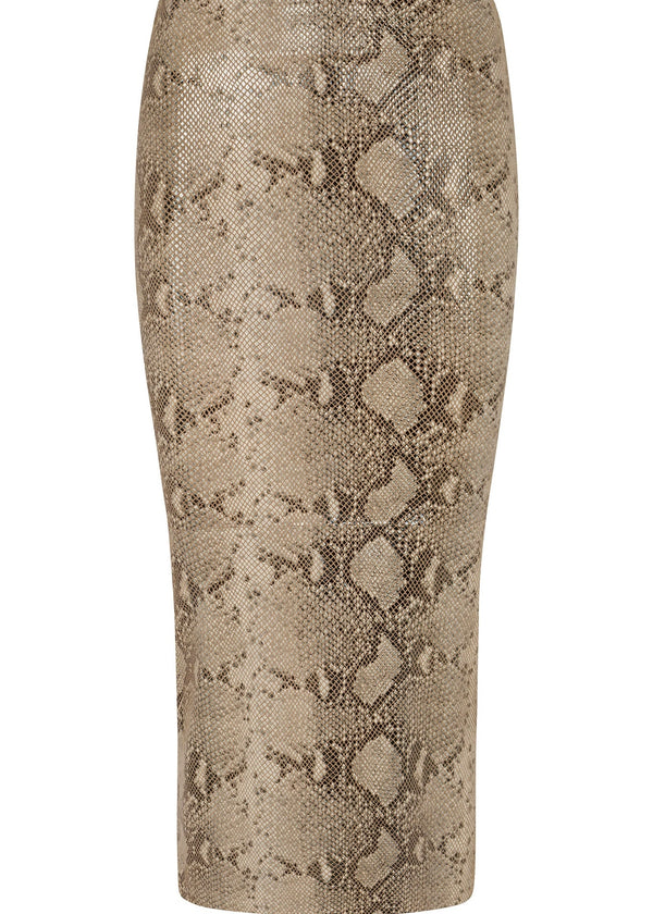 SPRWMN Beige Python Leather Tube Skirt
