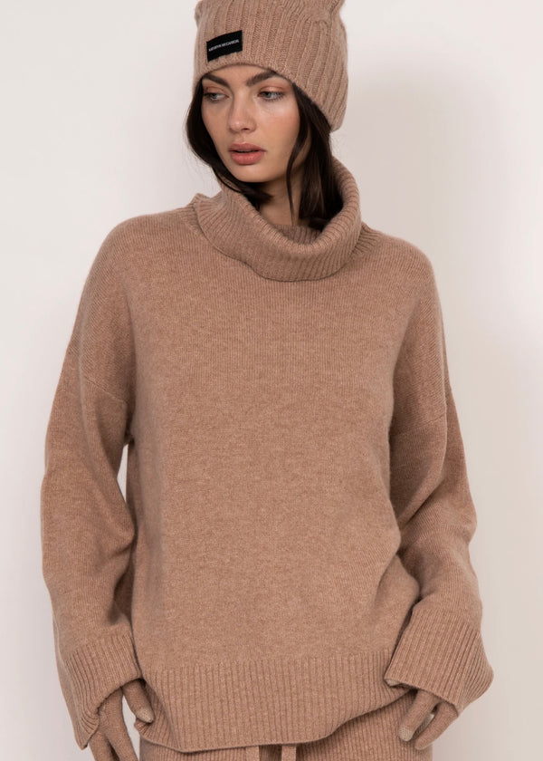 Kathryn McCarron Charlie Oversized Cashmere Turtleneck Almond