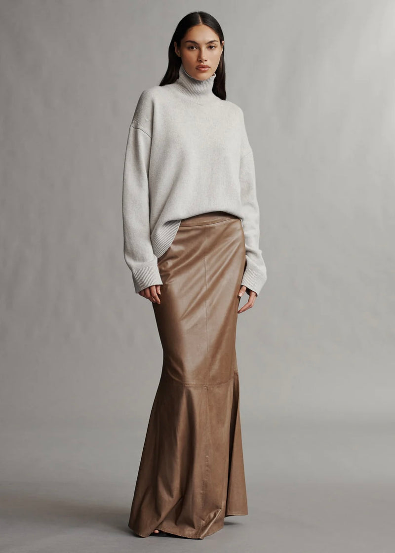 TWP New Perfect Turtleneck in Cashmere White Heather Grey